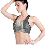 Monochrome Howling Wolf Print Women's Sports Bra