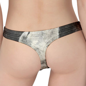 Monochrome Howling Wolf Print Women's Thong