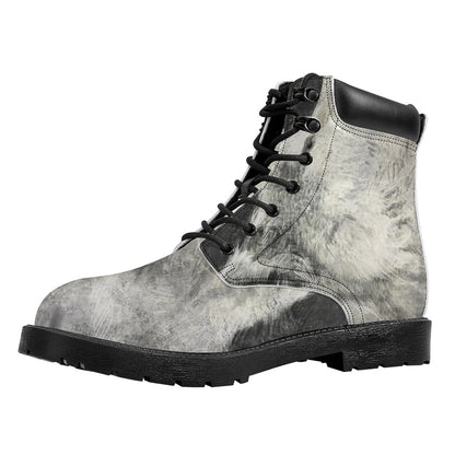 Monochrome Howling Wolf Print Work Boots