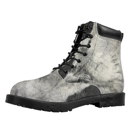 Monochrome Howling Wolf Print Work Boots