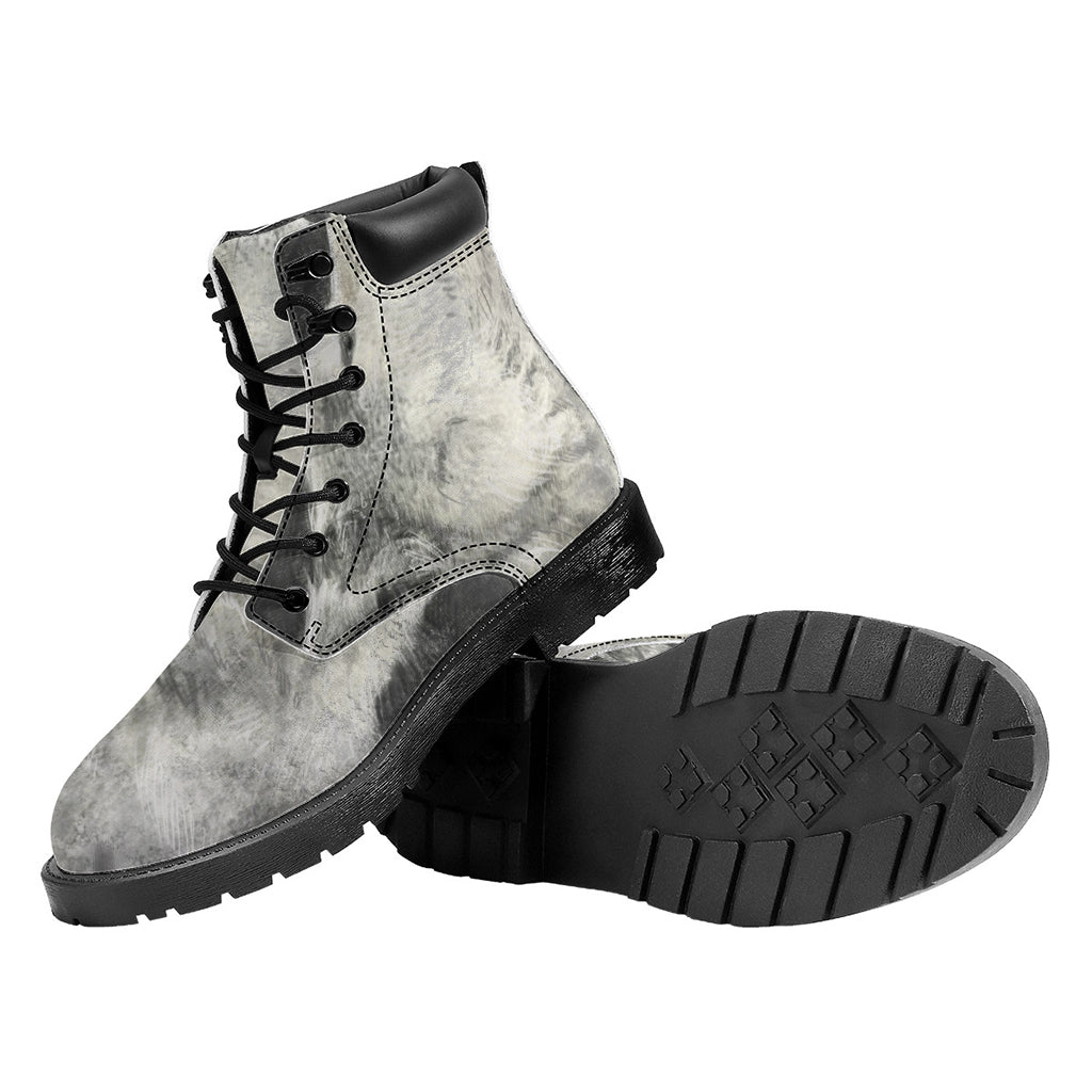 Monochrome Howling Wolf Print Work Boots