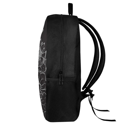 Monochrome Lotus Print 17 Inch Backpack