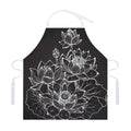 Monochrome Lotus Print Adjustable Apron