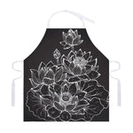 Monochrome Lotus Print Adjustable Apron