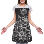 Monochrome Lotus Print Adjustable Apron