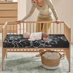Monochrome Lotus Print Baby Crib Sheet