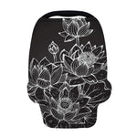 Monochrome Lotus Print Baby Seat Cover