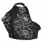 Monochrome Lotus Print Baby Seat Cover