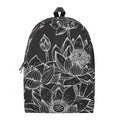 Monochrome Lotus Print School Backpack