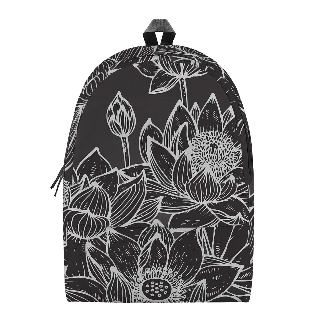 Monochrome Lotus Print Backpack