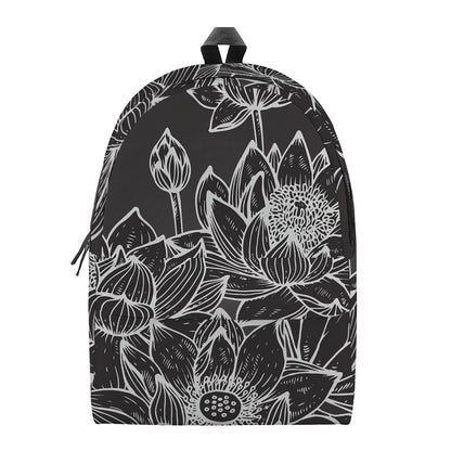 Monochrome Lotus Print Backpack