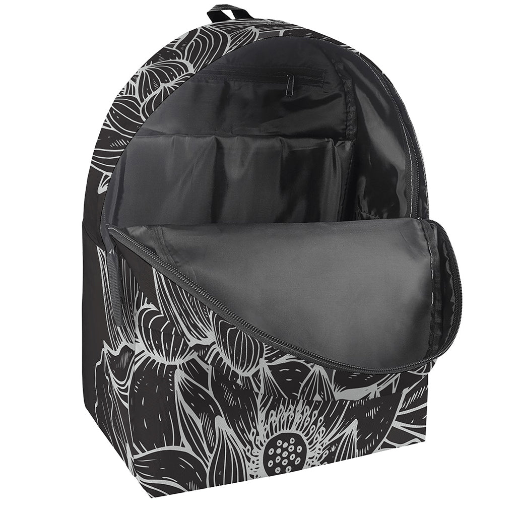 Monochrome Lotus Print Backpack