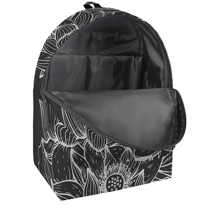 Monochrome Lotus Print Backpack