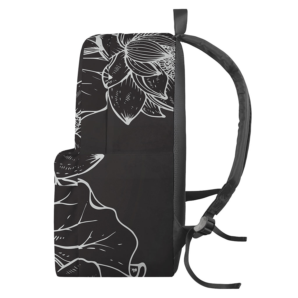 Monochrome Lotus Print Backpack
