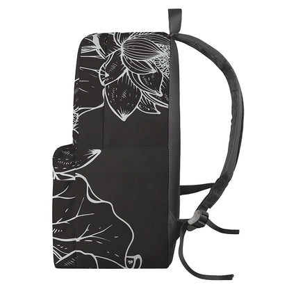 Monochrome Lotus Print Backpack