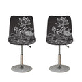 Monochrome Lotus Print Bar Stool Covers