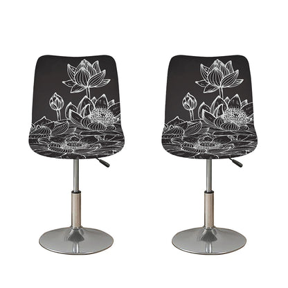 Monochrome Lotus Print Bar Stool Covers