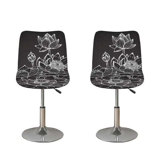 Monochrome Lotus Print Bar Stool Covers