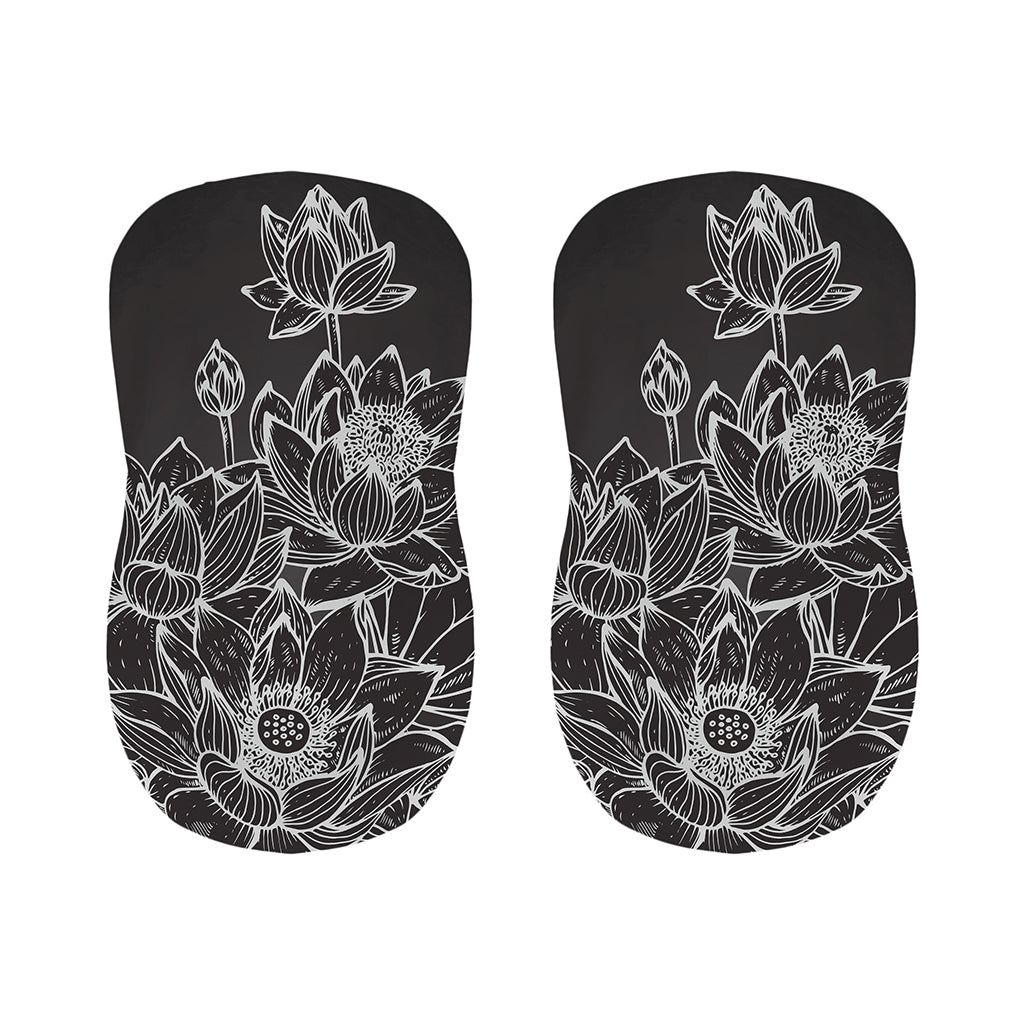 Monochrome Lotus Print Bar Stool Covers