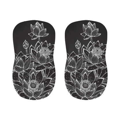 Monochrome Lotus Print Bar Stool Covers