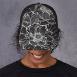 Monochrome Lotus Print Baseball Cap