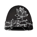 Monochrome Lotus Print Beanie