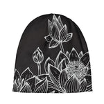 Monochrome Lotus Print Beanie