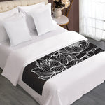 Monochrome Lotus Print Bed Runner
