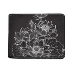 Monochrome Lotus Print Bifold Wallet