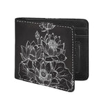 Monochrome Lotus Print Bifold Wallet
