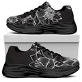 Monochrome Lotus Print Black Chunky Shoes