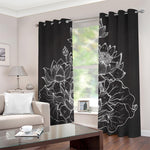 Monochrome Lotus Print Blackout Grommet Curtains