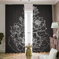Monochrome Lotus Print Dimout Pencil Pleat Curtains