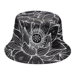 Monochrome Lotus Print Bucket Hat