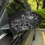 Monochrome Lotus Print Car Side Mirror Covers