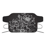 Monochrome Lotus Print Car Windshield Snow Cover