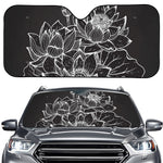 Monochrome Lotus Print Car Windshield Sun Shade
