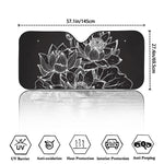 Monochrome Lotus Print Car Windshield Sun Shade