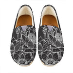 Monochrome Lotus Print Casual Shoes