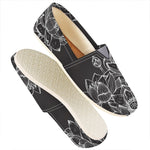 Monochrome Lotus Print Casual Shoes