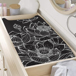 Monochrome Lotus Print Changing Pad Cover