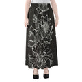Monochrome Lotus Print Chiffon Maxi Skirt