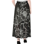 Monochrome Lotus Print Chiffon Maxi Skirt