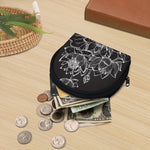 Monochrome Lotus Print Coin Purse