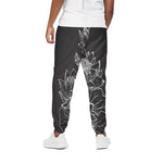 Monochrome Lotus Print Cotton Pants