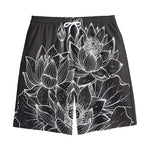 Monochrome Lotus Print Cotton Shorts