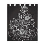 Monochrome Lotus Print Curtain