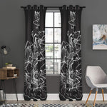 Monochrome Lotus Print Curtain
