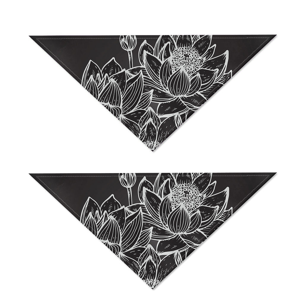 Monochrome Lotus Print Dog Bandana