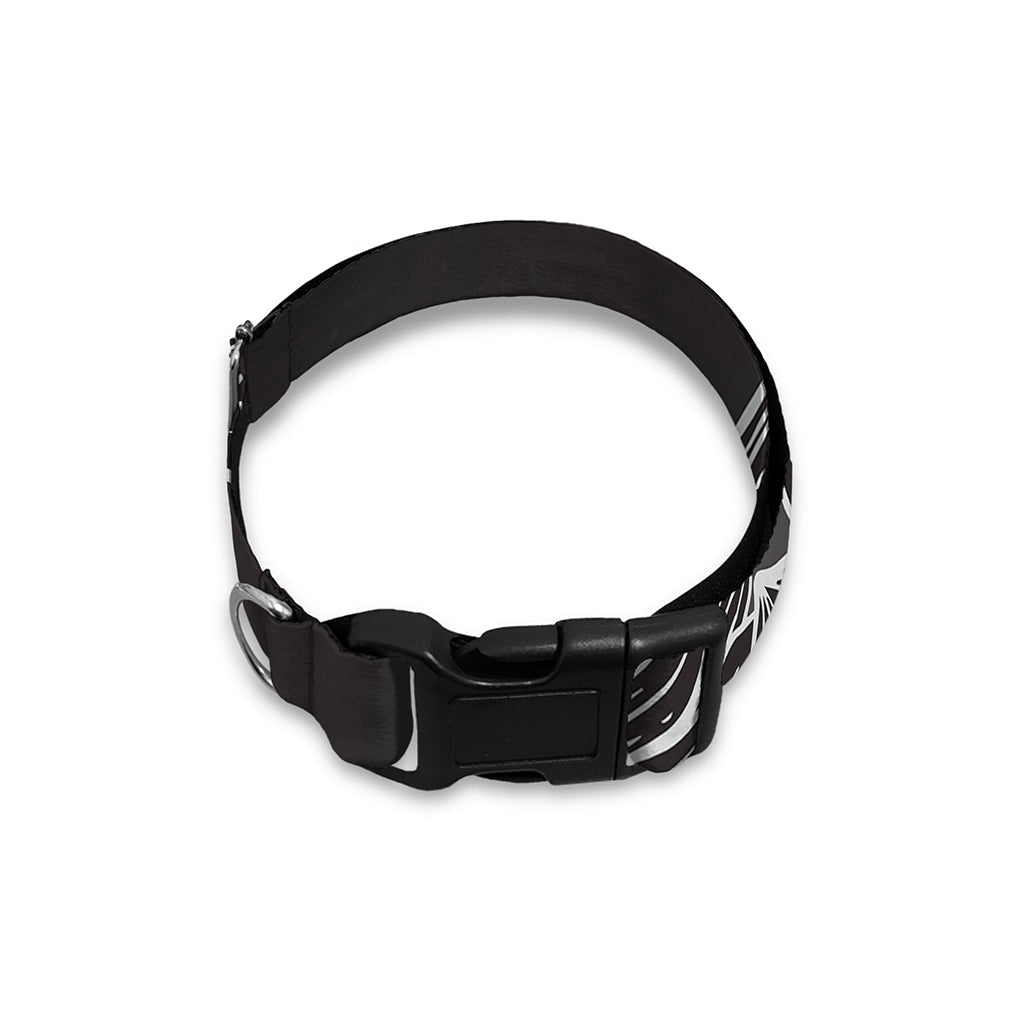 Monochrome Lotus Print Dog Collar